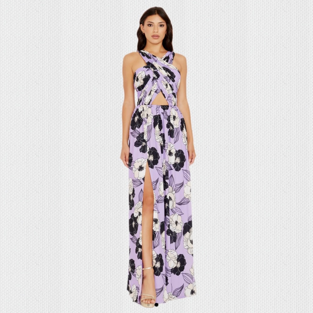 NWT Dress The Population Rose‎ Wisteria Cutout Maxi Dress Sz Small